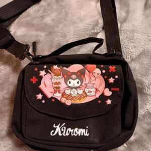 Kuromi Black Crossbody Bag with Pink Accents
